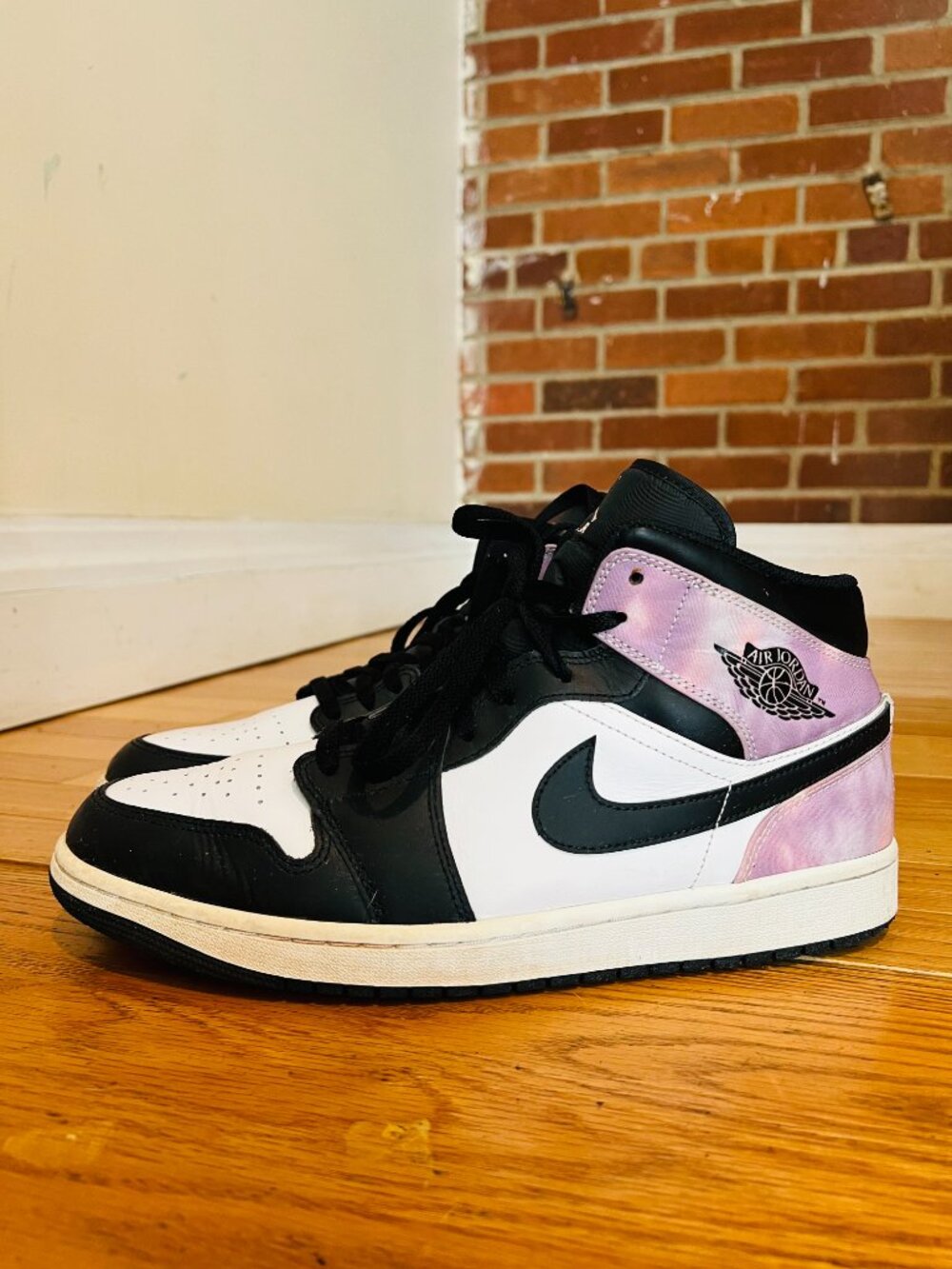 Air Jordan 1 Mid Shoes Black Purple Tie Dye Zen Master DM1200-001 Mens Size 12